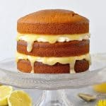 Vegan lemon curd layer cake - easy vegan lemon cake with vegan lemon curd and vegan lemon buttercream.