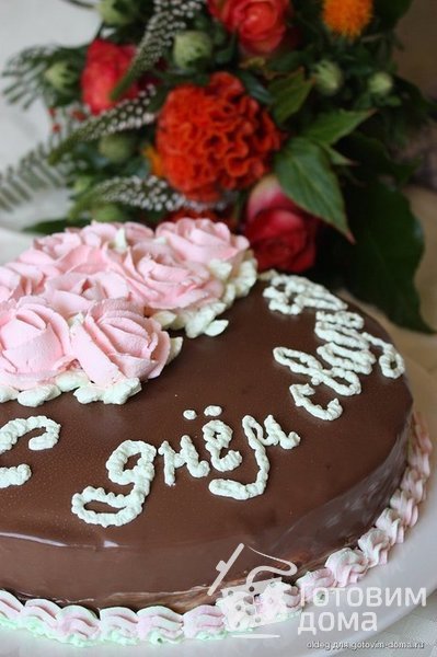 Шоколадно-малиновый торт с творожной прослойкой фото к рецепту 7