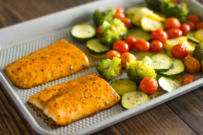 Easy One Pan Baked Salmon with Veggies
