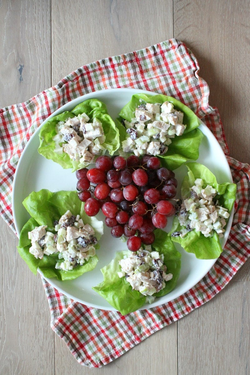 Chicken Apple Salad served in Lettuce Wraps