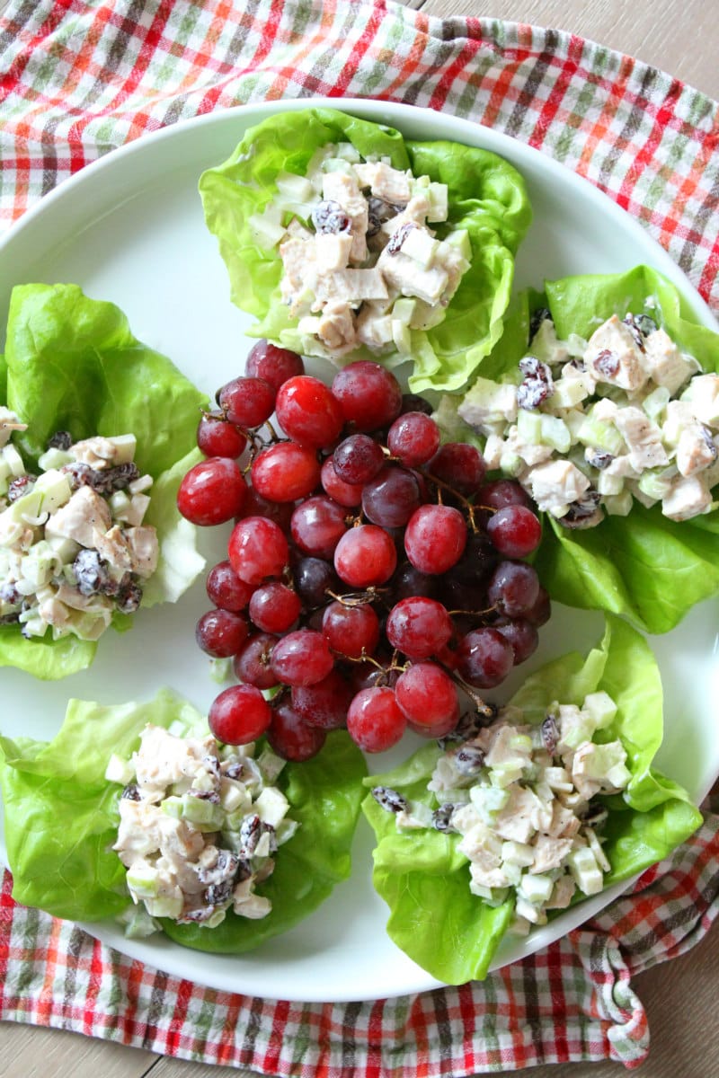 Chicken Apple Crunch Salad served in Lettuce Wraps