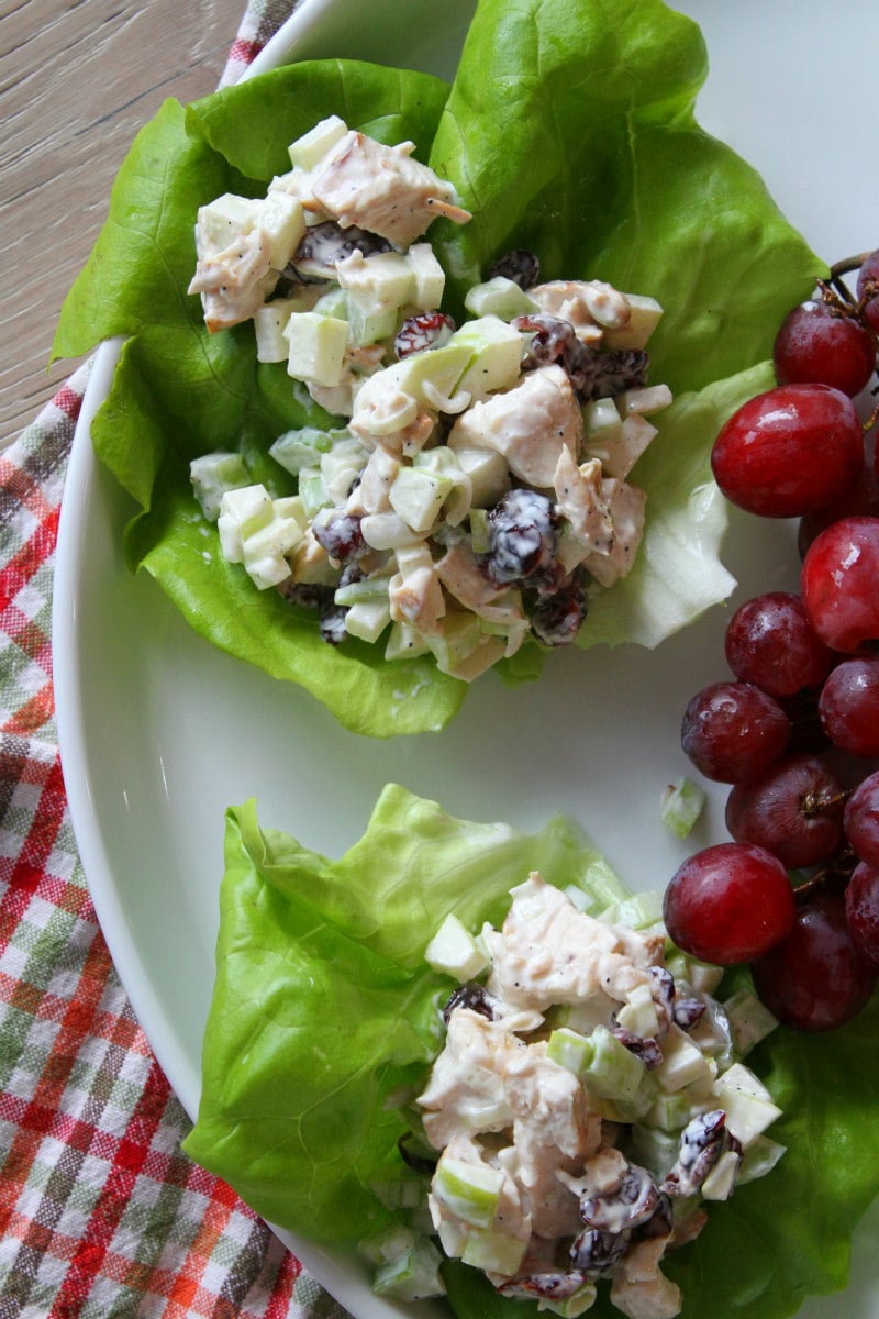 Chicken Apple Salad served in Lettuce Wraps