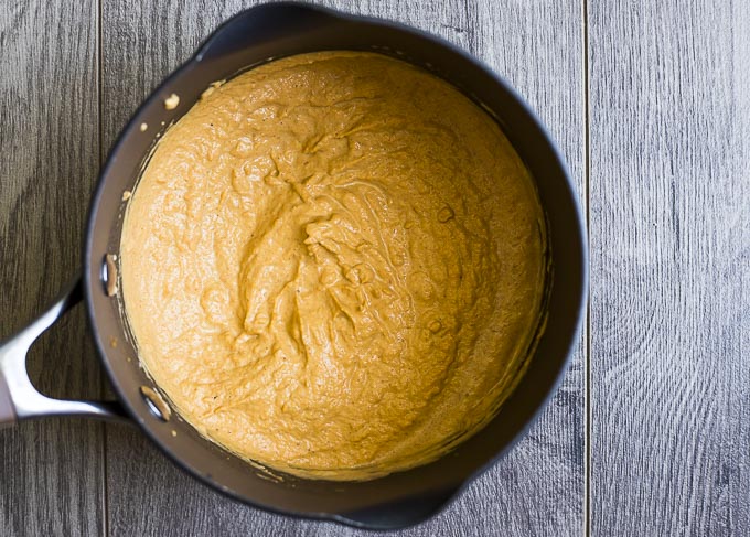 orange pumpkin mixture in a saucepan