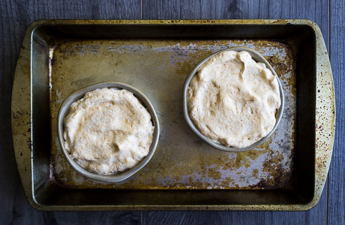 unbaked souffle in ramekins